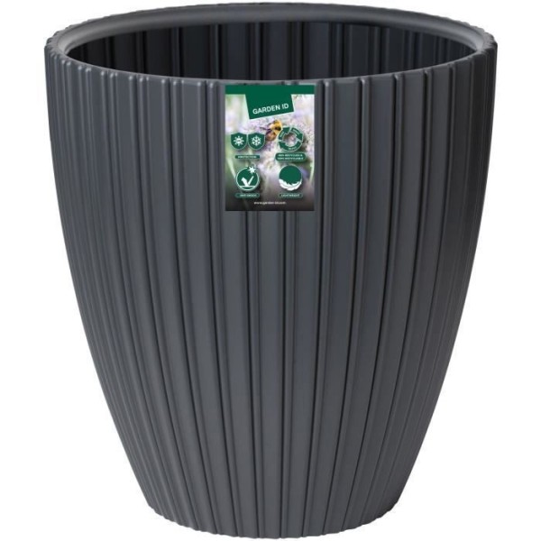 Pot de fleurs - Garden ID - Fancy - 40 x 42 cm - Pour jardin, balcons ou intérieurs - Anthracite