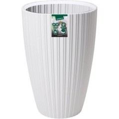 Pot de fleurs - GARDEN ID - Fancy - 40 x 58 cm - Pour jardin, balcons ou intérieurs - Blanc