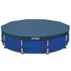 Bâche de protection pour piscine ronde Intex 28031 - Diametre 3,66m - Rabat 25cm - PVC - Bleu