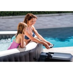 Spa - INTEX - PureSpa Carbone - 6 places - 140 diffuseurs a bulles - 6 jets massants