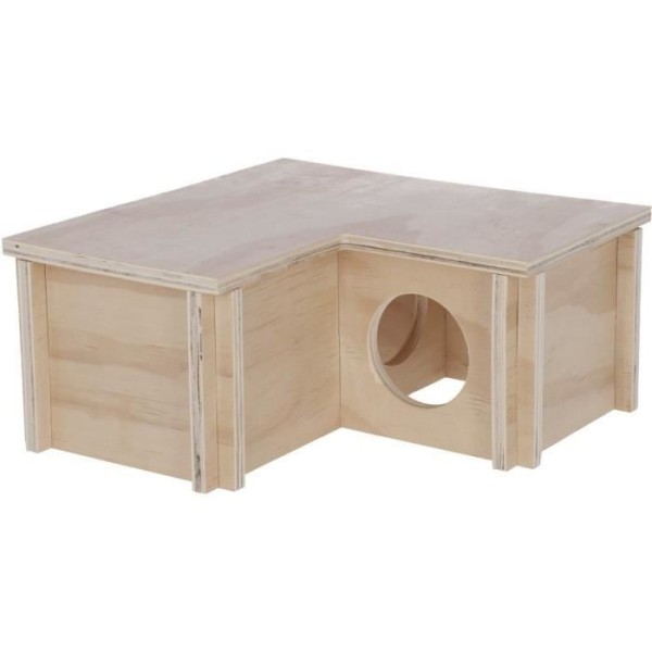 Abri pour petits rongeurs - Kerbl - Modele 3 chambres - Beige - Toit amovible - Montage simple - KERBL