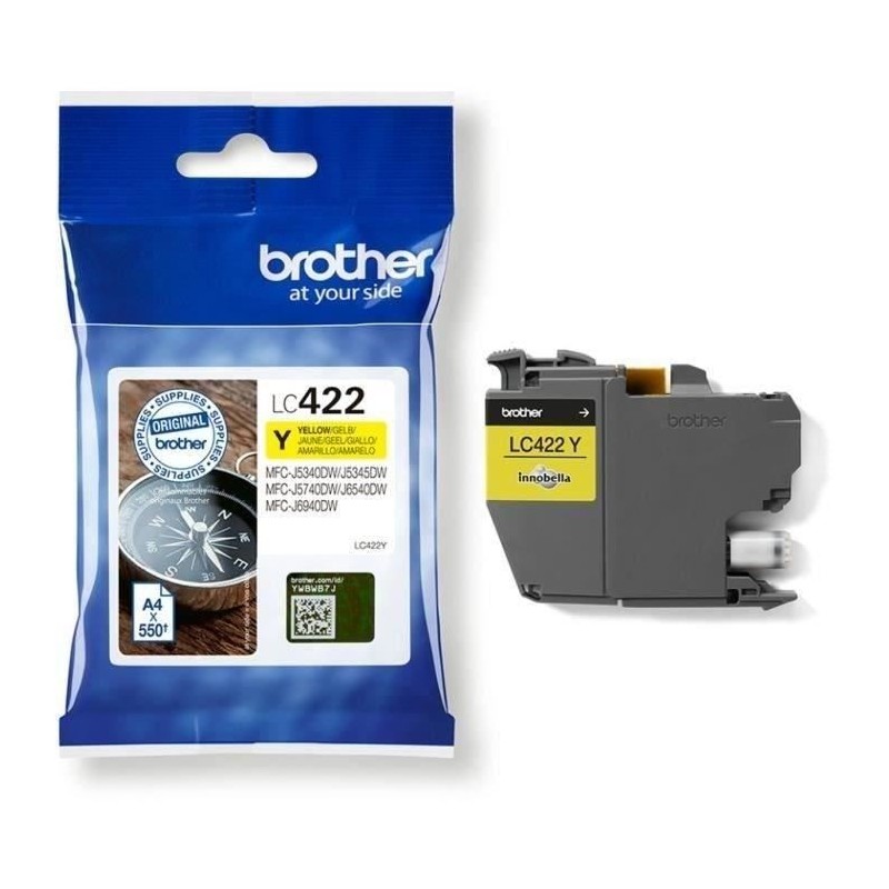 Cartouche LC422Y - BROTHER - Jaune - 550 p - Pour Business Smart MFC-J5340DW, MFC-J5345DW, MFC-J5740DW, MFC-J6540DW et MFC-J6940