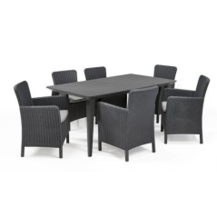Table de jardin - rectangulaire 160cm - gris graphite - en résine - 6 personnes - Lima - Allibert by KETER