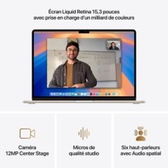 Apple - 15,3 MacBook Air M4 (2025) - RAM 16Go - Stockage 256Go - CPU 10 coeurs - GPU 10 coeurs - Lumiere Stellaire