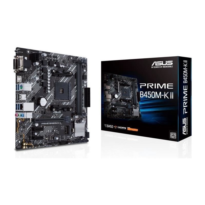 Carte mere - ASUS - Prime B450M-K II - AMD B450 - Micro ATX - DDR4 jusqu'a 64 Go