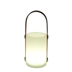 Lanterne portative rechargeable USB - GALIX - Bambou/Plastique - 4 LED WRGB - 1500mAh - Blanc