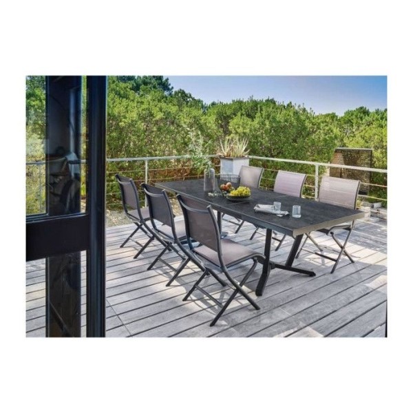 Table de jardin Vita graphite/magma en Aluminium 180/230/280 x100 cm - plateau Kedra