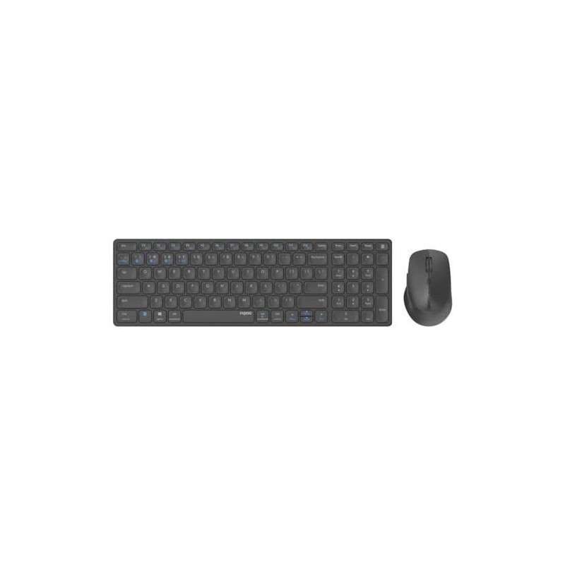 Ensemble clavier souris - RAPOO - 9700M - Sans fil - AZERTY - Ultra-slim - Noir