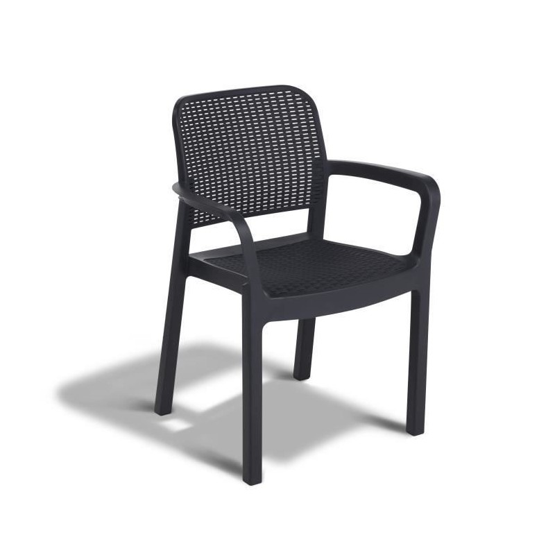 Lot de 6 fauteuils de jardin - Allibert by KETER - SAMANNA - En résine - Coloris : gris graphite - Empilable