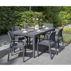 Lot de 6 fauteuils de jardin - Allibert by KETER - SAMANNA - En résine - Coloris : gris graphite - Empilable