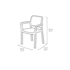 Lot de 6 fauteuils de jardin - Allibert by KETER - SAMANNA - En résine - Coloris : gris graphite - Empilable