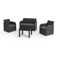 Salon de jardin en résine  Allibert by KETER - 4 personnes  SAN REMO  Gris graphite