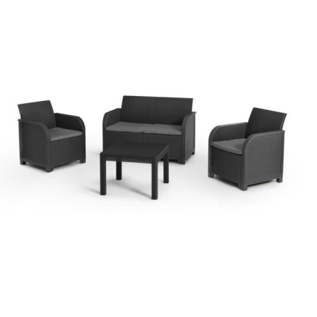 Salon de jardin en résine  Allibert by KETER - 4 personnes  SAN REMO  Gris graphite