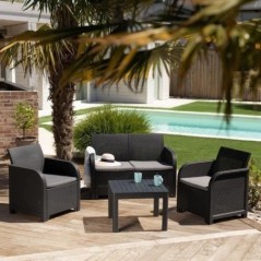Salon de jardin en résine  Allibert by KETER - 4 personnes  SAN REMO  Gris graphite