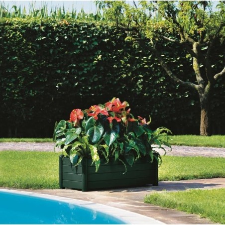 STEFANPLAST Bac a fleurs rectangulaire - Finition en bois - 100x43xH35cm - 80L - Vert foncé
