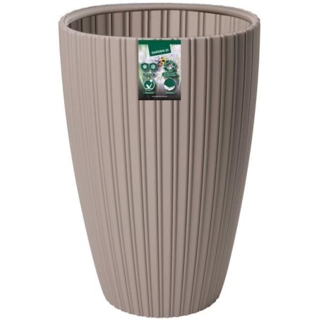 Pot de fleurs - GARDEN ID - Fancy - 40 x 58 cm - Pour jardin, balcons ou intérieurs - Taupe
