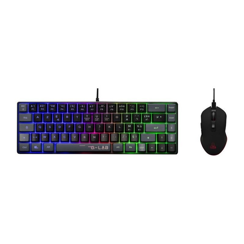 Pack 2 en 1 - The G Lab - Combo Hydrogen BKG - Clavier Azerty - Souris Filaire - Noir