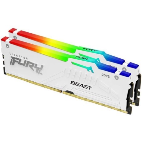 Mémoire DDR5 - KINGSTON - FURY Beast White RGB EXPO - 32 Go (2 x 16 Go) - 6000 Mhz - CL30