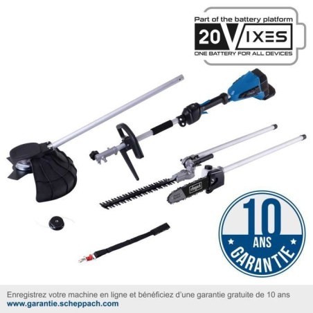 Débroussailleuse +taille-haies +coupe-bordures+élagueuse sans fil BC-MFH400-X -  - SCHEPPACH 20V IXES - sans batterie ni charg