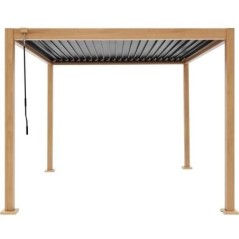 Pergola bioclimatique GAYA - Structure en aluminium et en acier - l300 x P300 x H240 cm - Aspect Bois