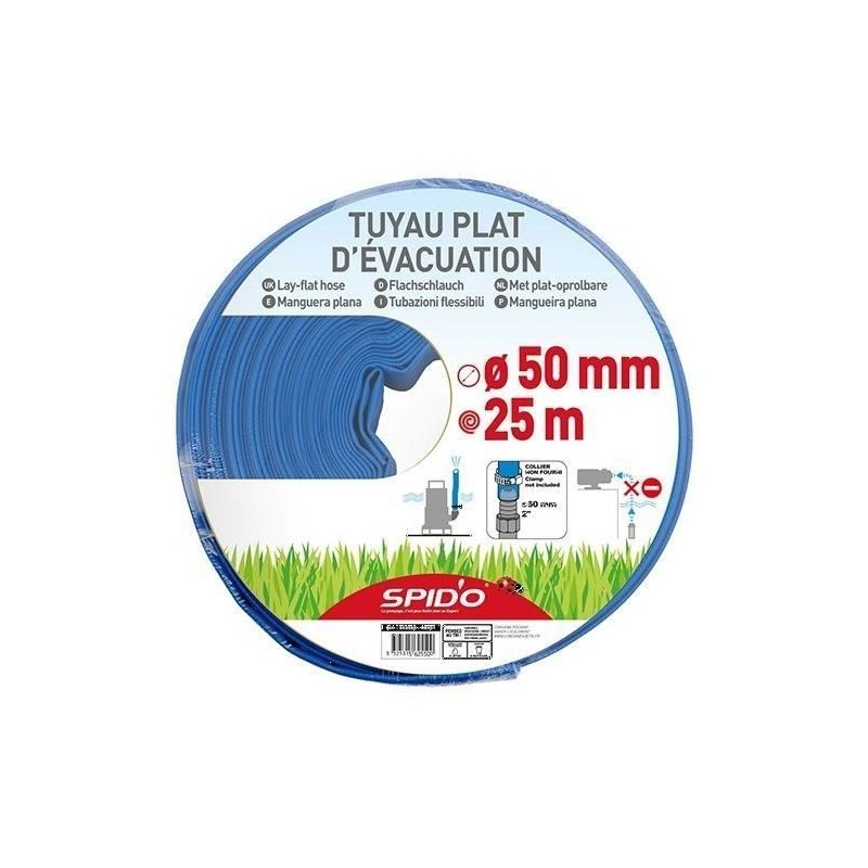 Tuyau plat d'évacuation - SPIDO - 25 m - Ø 50 mm - 4 bars