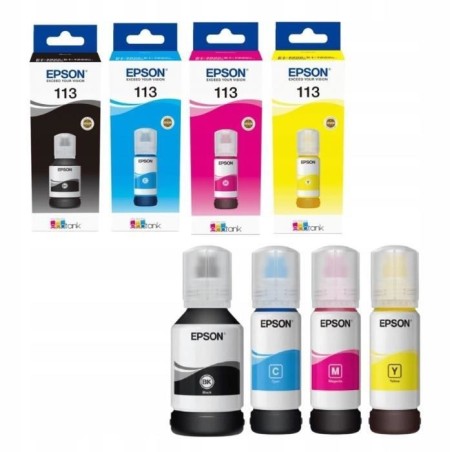 Multipack de 4 Bouteilles d'encre - EPSON - EcoTank 113 - Noir - Jaune - Cyan - Magenta