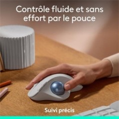 Souris ergonomique - sans fil - Logitech - ERGO M575S - Blanc