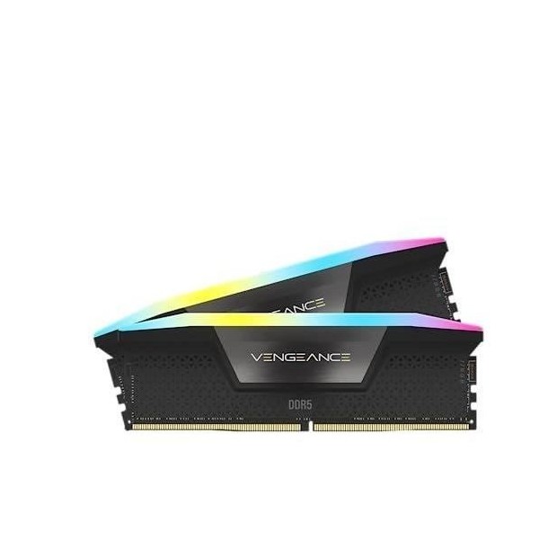 Mémoire RAM - CORSAIR - CMH32GX5M2B6000C38 - 32 Go 2x 16 Go - VENGEANCE RGB DDR5 Black Heatspreader 6000MT/s - DIMM - CL 38