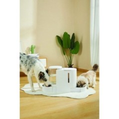 Distributeur Croquettes & Eau - M PETS - DUPLO - 1.3 kg / 3 L - 40 x 16.2 x 29.1 cm - Blanc