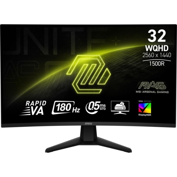 Ecran PC Gamer Incurvé - MSI - 32'' - QHD - 180Hz - Dalle Rapid VA - 1ms - MAG32CQ6F