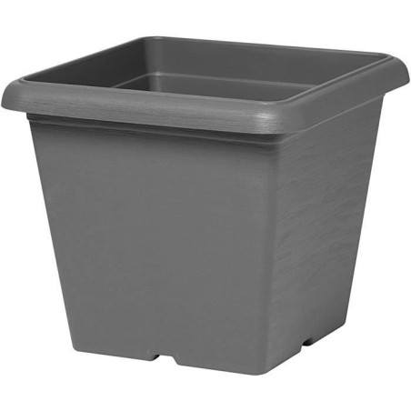 Pot de fleurs carré - GARDEN ID - Teramo noir-anthracite - 40 x 35 cm - Résistant aux Rayures - Effet Pierre - Avec Trous