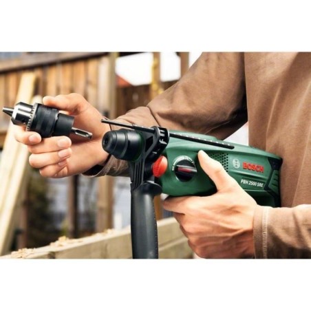 Perforateur Bosch - PBH 2500 SRE (600W, 1,9 J, 0  5.100 cps/min, Livré avec Accessoires et Coffret Plastique)