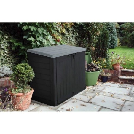 KETER - Coffre de rangement extérieur en résine 1200 litres Noir et gris - Range Poubelles ou vélo