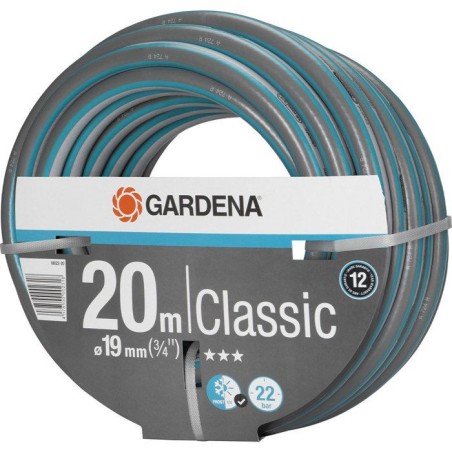GARDENA Tuyau d'arrosage Classic  Longueur 20m  Ø19mm  Haute résistance pression 22 bar maximum  Garantie 12 ans (1802