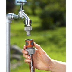 Raccord d'arrosage rapide GARDENA - Adapté tuyau Ø19 mm - Fixation 1 clic - Power Grip