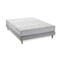 Pack Matelas 140x190cm  + sommier + couette + 2 oreillers - Ressorts ensachés -  5 zones - 19 cm - Ferme DEKO DREAM Zen