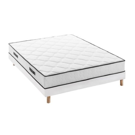 Ensemble matelas + sommier 140 x 190 cm - 570 Ressorts ensachés - 7 zones de confort - 19 cm - Équilibré - DEKO DREAM Détent