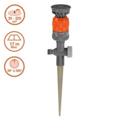 GARDENA Arroseur circulaire Vario Comfort  Surface 225m² max  Portée 8.5m max  Crans arrosage 45-360°  Garantie 5 ans