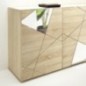 Buffet VICTORY - Décor Chene Sonoma - 3 Portes - Miroir - L 181 x P 42 x H 84 cm Buffet VICTORY - Décor Chene Sonoma - 3 Portes - Miroir - L 181 x P 42 x H 84 cm