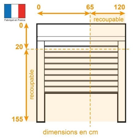 Volet roulant H155 x L120 cm PVC recoupable en largeur et hauteur - Manoeuvre électrique radio - Coloris Blanc -