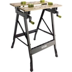 RYOBI - Etabli pliable orientable a 90° - table bambou 605 x 625 x 790 mm - 6,5 kg - Livré avec 4 mors et 1 clé de service - 
