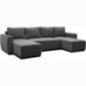 Canapé d'angle convertible panoramique PHARELL 5/6 places - Tissu velours côtelé anthracite - Coffre de rangement - L297xP155 Canapé d'angle convertible panoramique PHARELL 5/6 places - Tissu velours côtelé anthracite - Coffre de rangement - L297xP155