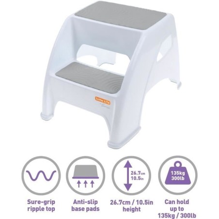 Tabouret marchepied - DREAMBABY - Toddler & Me 2 Up - Antidérapant et texturé - Jusqu'a 145kg pour les petits et les adultes -