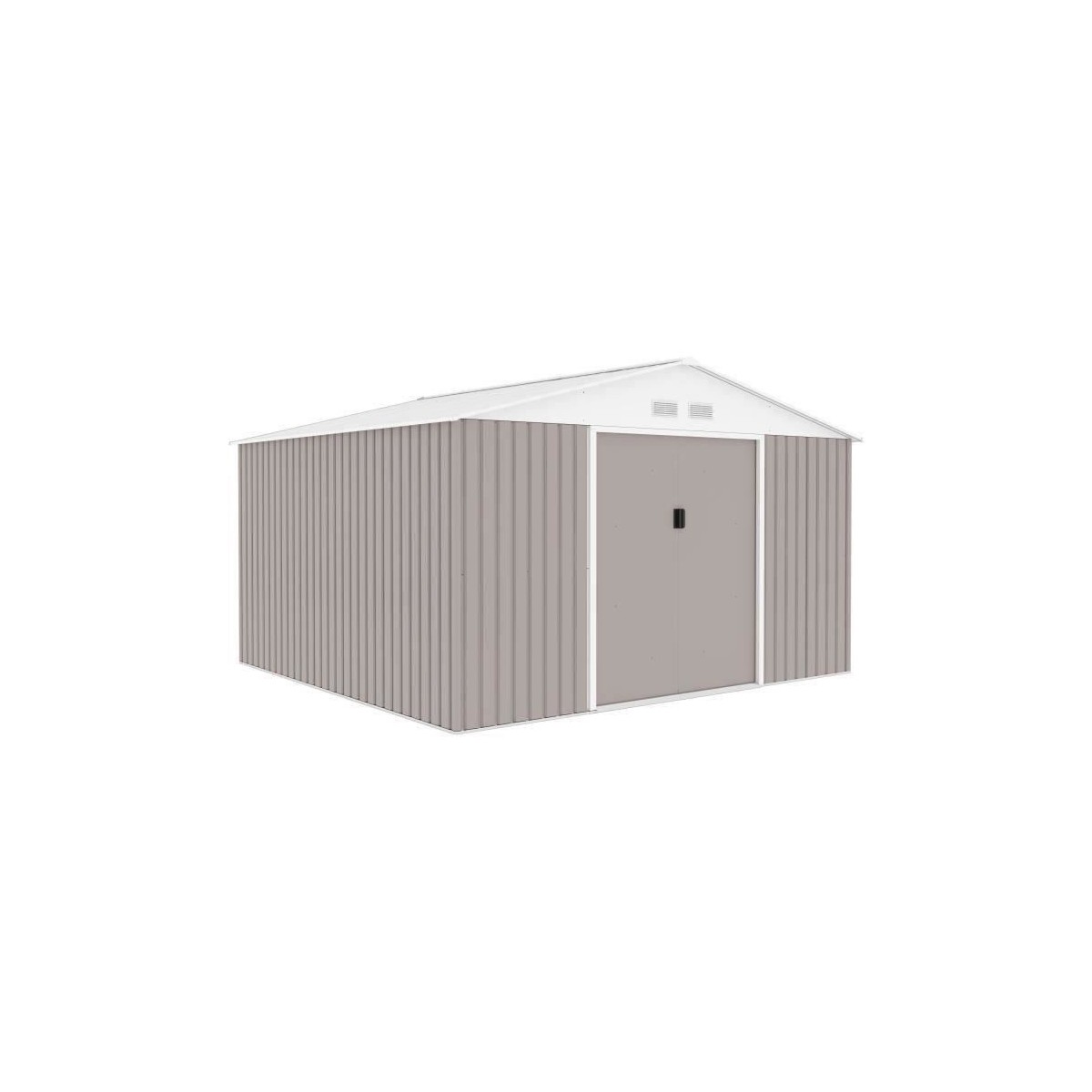 Abri de jardin en métal 10,85 m² - 340 x 319 x 210 cm - Kit d'ancrage inclus - Taupe