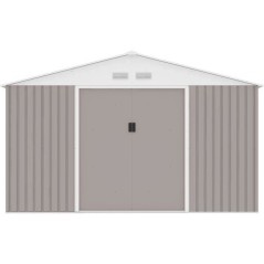 Abri de jardin en métal 10,85 m² - 340 x 319 x 210 cm - Kit d'ancrage inclus - Taupe