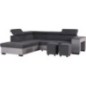 Canapé d'angle gauche convertible + coffre 5 places - Tissu gris - L 271 x P 220 x H 77 cm - ARMSTRONG - Fabriqué en Ukraine