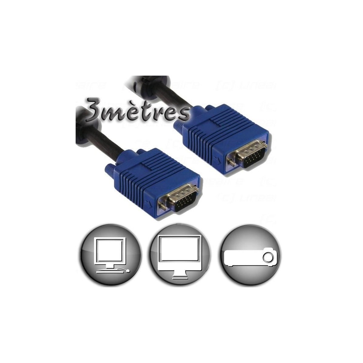 Câble VGA HD15 Mâle / Mâle - 3m