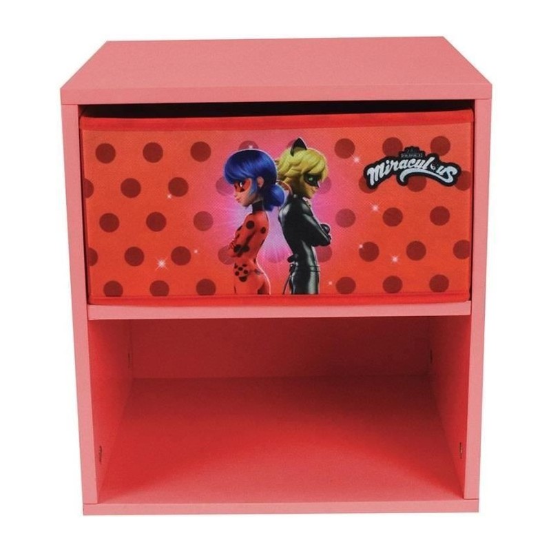 Fun house miraculous ladybug chevet avec tiroir h.36 x l.33 x p. 30 cm Fun house miraculous ladybug chevet avec tiroir h.36 x l.33 x p. 30 cm