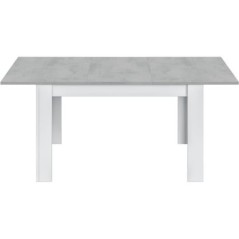 Table a manger extensible - KENDRA - Rectangulaire - Blanc artik et ciment - 4 a 6 personnes - L140/190 x P90 x H78 cm