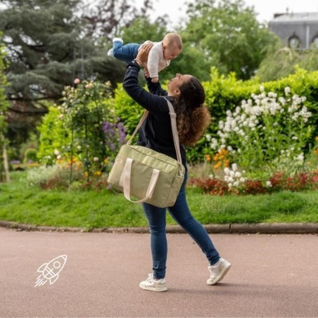 Badabulle Sac a langer Bowling - Grande Contenance 20L - Plan a langer et Attaches-poussette inclus, Olive